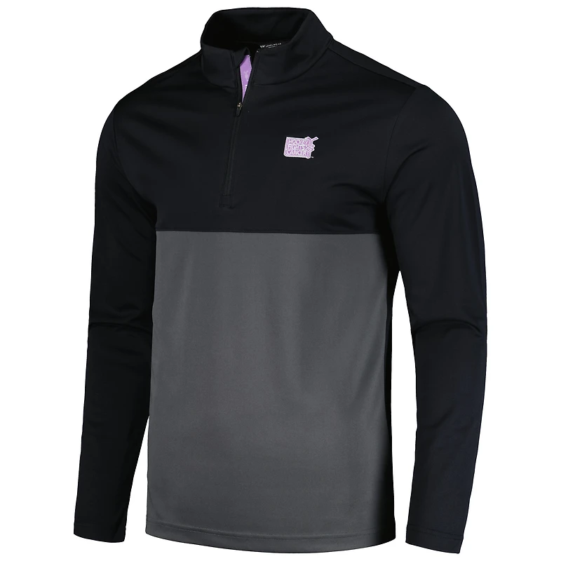 Men's Levelwear Black NHL 2023 Hockey Fights Cancer Pursue Logo Quarter-Zip Top