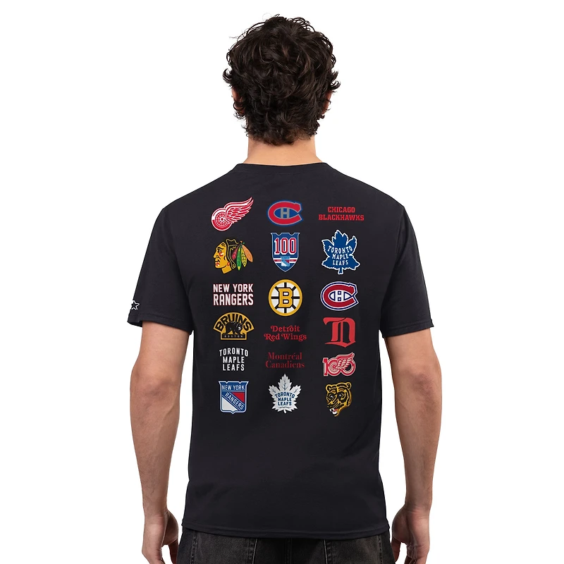 Men's Starter  Black NHL Original 6 Logo Collage T-Shirt