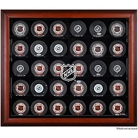 Vitrine de présentation en acajou pour 30 rondelles avec le logo NHL Shield
