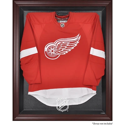 Vitrine de présentation de maillots avec cadre en acajou avec bouclier de la LNH