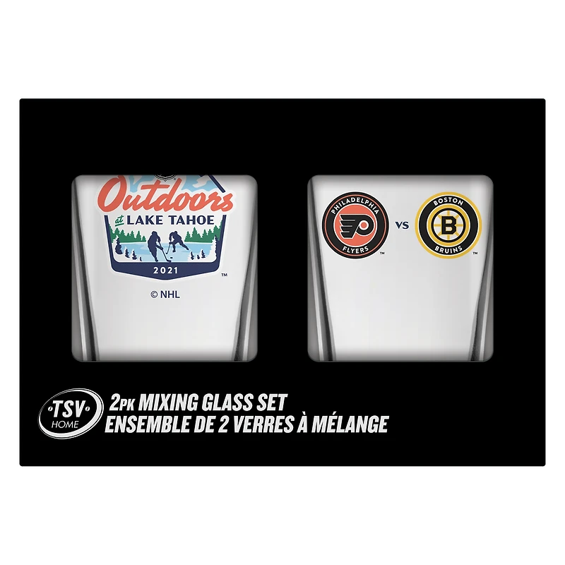 The Sports Vault Bruins de Boston vs Flyers de Philadelphie 2021 NHL Outdoors at Lake Tahoe - 16oz. Ensemble de verres à mélange