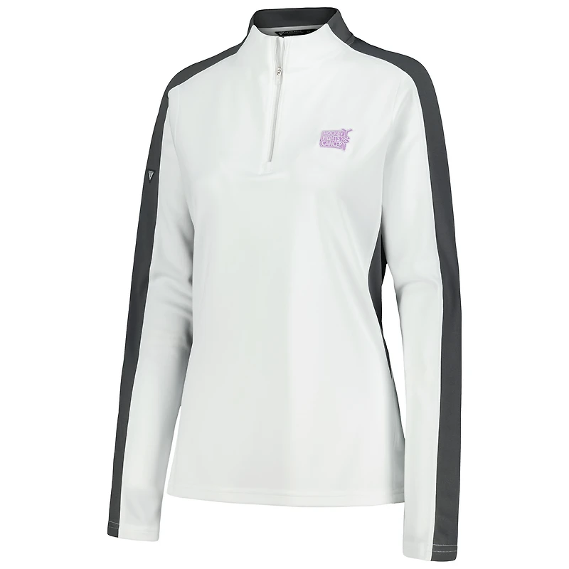 Women's Levelwear White NHL 2023 Hockey Fights Cancer Remi Quarter-Zip Top