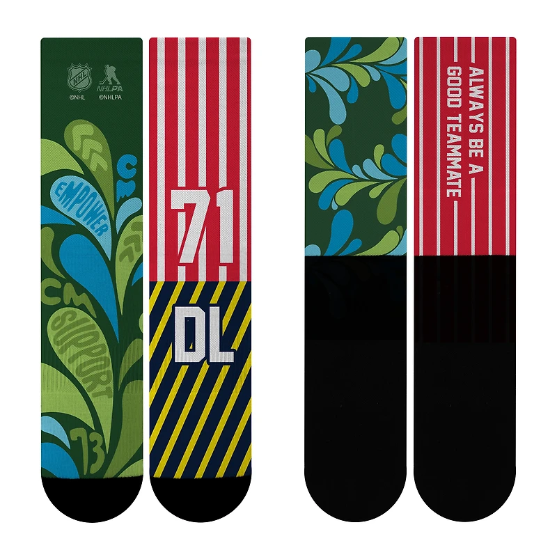 Chaussettes unisexes For Bare Feet Charlie McAvoy et Dylan Larkin, sensibilisation au syndrome de Down, LNH
