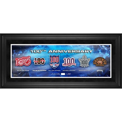 NHL Original Six Framed 10" x 30" Panoramic with 100th Anniversary Jersey Patches - Limited Edition of 100