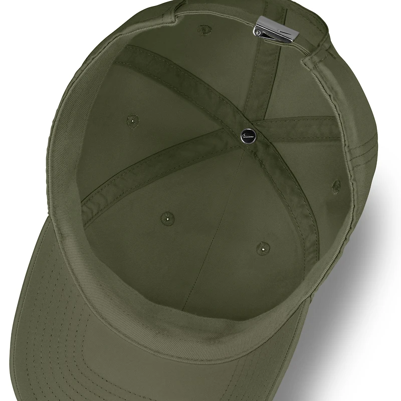 NI4 NIK OLIVE 222 UNISEX DRI FIT METAL SWOOSH LIFESTYLE CLUB UNSTRUCTURED ADJUSTABLE HATMENUST