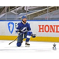 Nikita Kucherov, joueur non signé du Lightning de Tampa Bay, match 2 des séries éliminatoires la Coupe Stanley 2020 contre les Islanders New York, célébration but gagnant