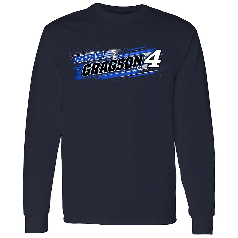 T-shirt à manches longues bleu marine pour homme avec nom et numéro Noah Gragson de Front Row Motorsports