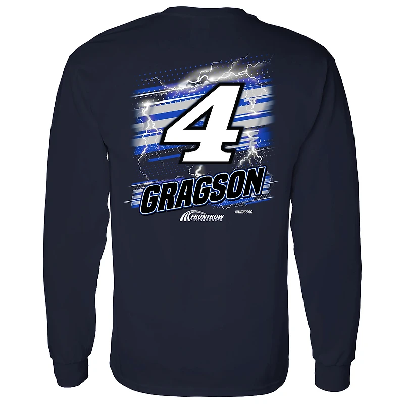 T-shirt à manches longues bleu marine pour homme avec nom et numéro Noah Gragson de Front Row Motorsports