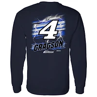 T-shirt à manches longues bleu marine pour homme avec nom et numéro Noah Gragson de Front Row Motorsports