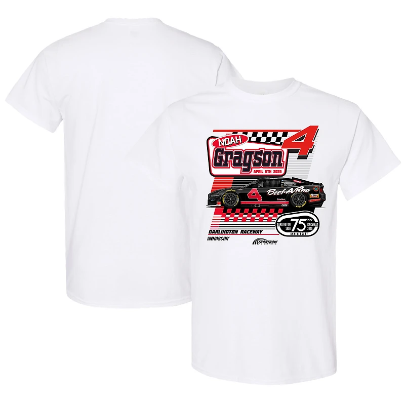 Men's Front Row Motorsports White Noah Gragson Beef-A-Roo Darlington Throwback Car T-Shirt
