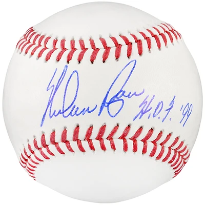 Balle de baseball autographiée par Nolan Ryan des Texas Rangers avec inscription « HOF 99 »