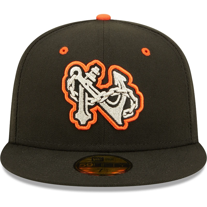 Men's New Era Black Norfolk Tides Authentic Collection Road 59FIFTY Fitted Hat