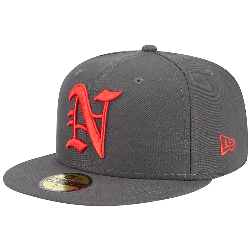 Men's New Era Gray Norfolk Tides Theme Nights Stocking  59FIFTY Fitted Hat