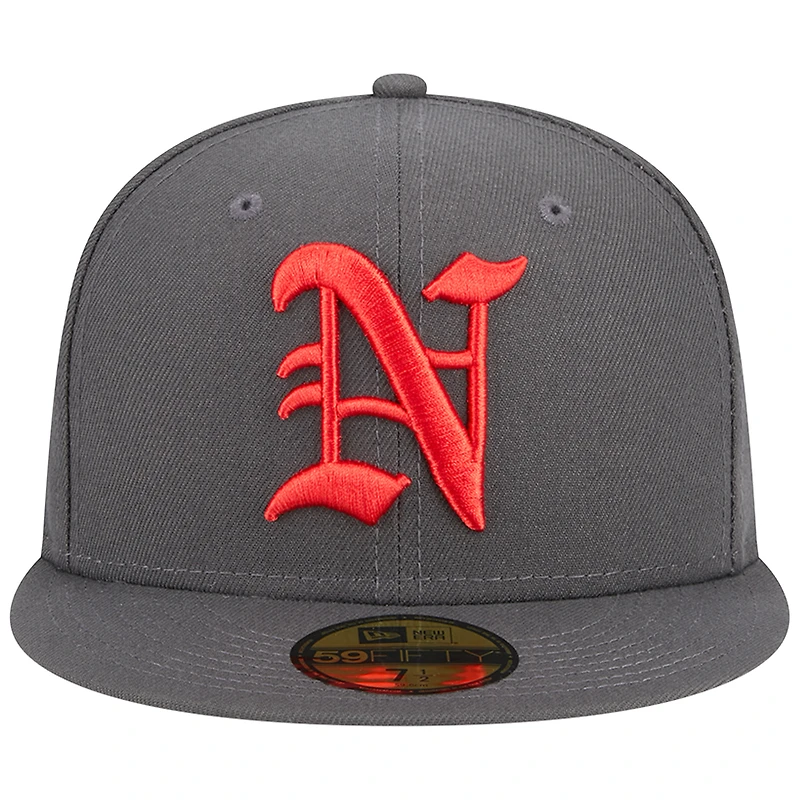 Men's New Era Gray Norfolk Tides Theme Nights Stocking  59FIFTY Fitted Hat