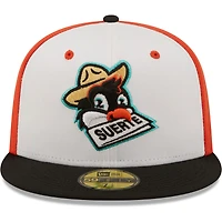 Men's New Era White/Black Pajaritos De Norfolk Copa La Diversion 59FIFTY Fitted Hat