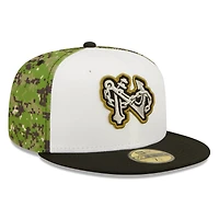 Casquette ajustée New Era 59FIFTY pour homme, blanche/camouflage, thème Norfolk Tides.
