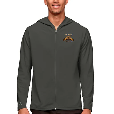 Sweat à capuche zippé intégral Antigua Charcoal North Carolina A&T Aggies Legacy pour homme