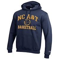 Sweat à capuche bleu marine Champion North Carolina A&T Aggies Icon Logo Basketball Eco Powerblend pour homme