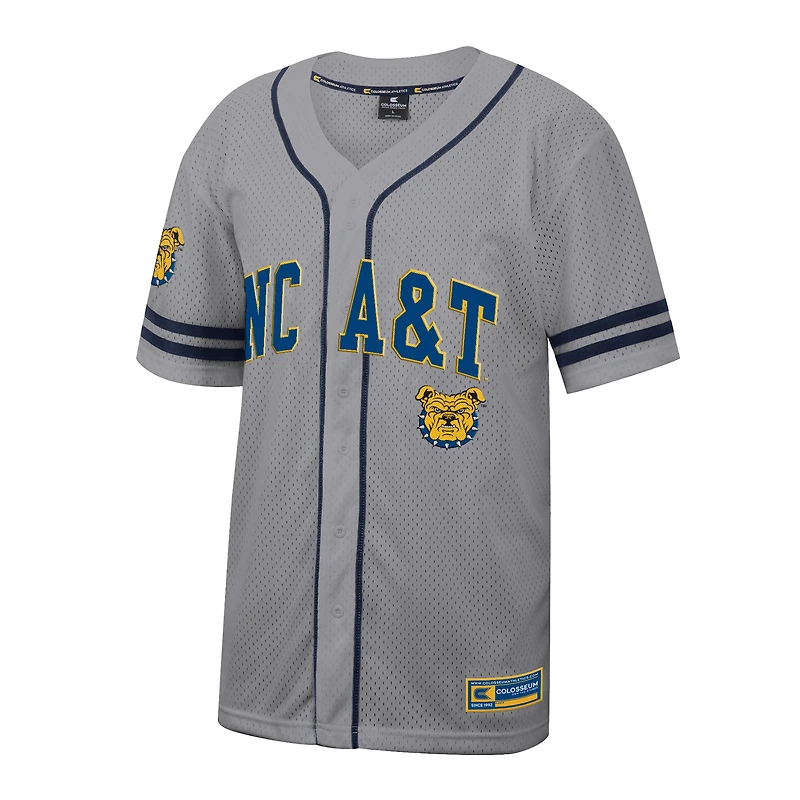 Men's Colosseum Gray North Carolina A&T Aggies Free Spirited Baseball Jersey