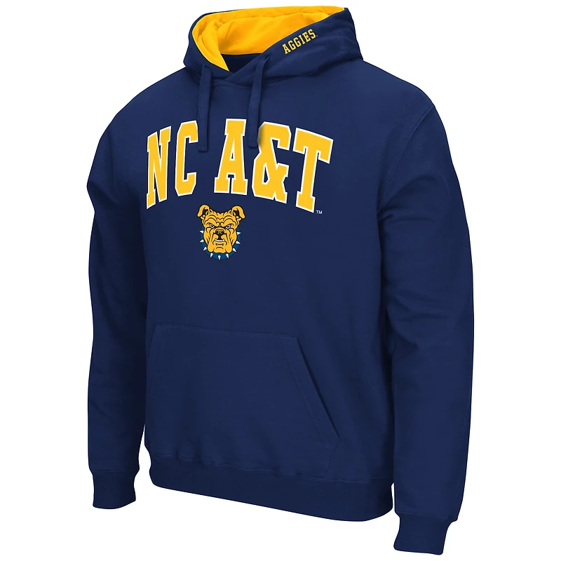 Men's Colosseum Navy North Carolina A&T Aggies Arch & Logo 3.0 Pullover Hoodie