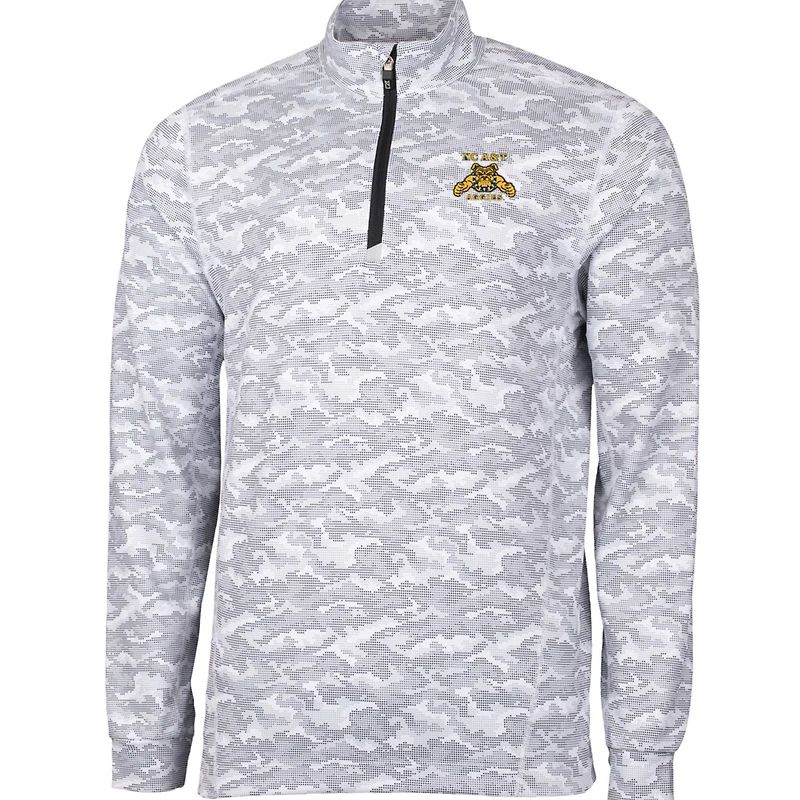 Men's Cutter & Buck Charcoal North Carolina A&T Aggies Big Tall Traverse Camo Print Stretch Quarter-Zip Pullover Top