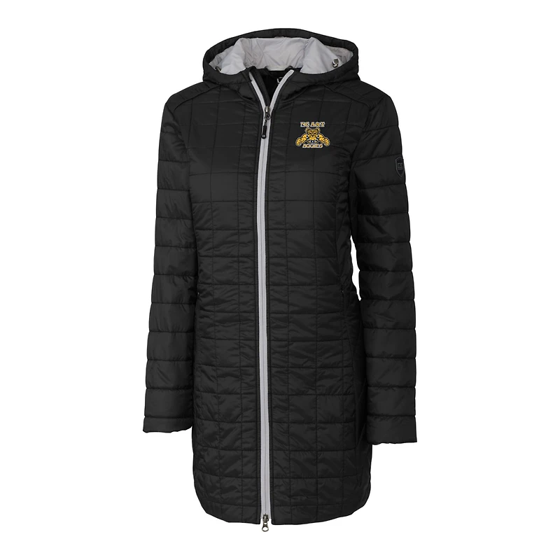 Manteau long à capuche Rainier Primaloft Eco pour femme, noir, de Caroline du Nord, Cutter & Buck, A&T Aggies
