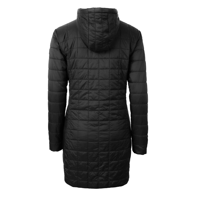 Manteau long à capuche Rainier Primaloft Eco pour femme, noir, de Caroline du Nord, Cutter & Buck, A&T Aggies