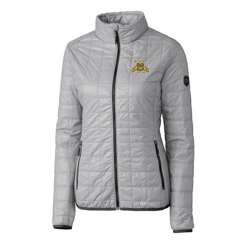 Veste matelassée isolante Rainier Eco entièrement zippée pour femme, couleur grise, des A&T Aggies de Caroline du Nord, Cutter & Buck