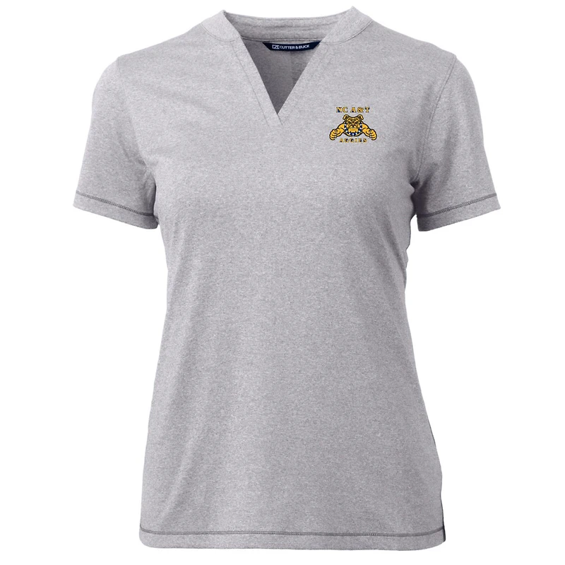 Haut à col en V Forge Blade pour femme, gris chiné, des A&T Aggies de Caroline du Nord, Cutter & Buck