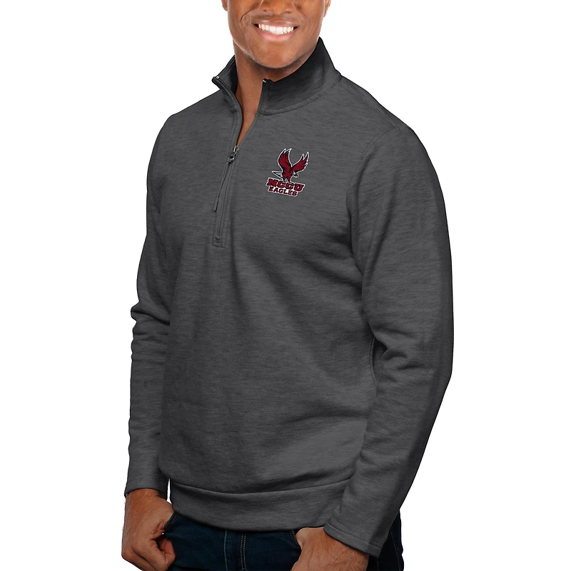 Men's Antigua Heather Charcoal North Carolina Central Eagles Gambit Quarter-Zip Pullover Top