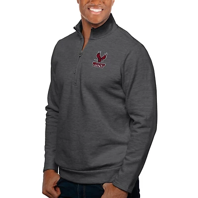 Men's Antigua Heather Charcoal North Carolina Central Eagles Gambit Quarter-Zip Pullover Top