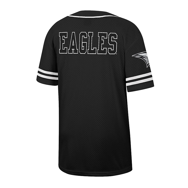 Maillot de baseball boutonné en maille Free Spirited des Central Eagles Caroline du Nord noir Colosseum pour hommes