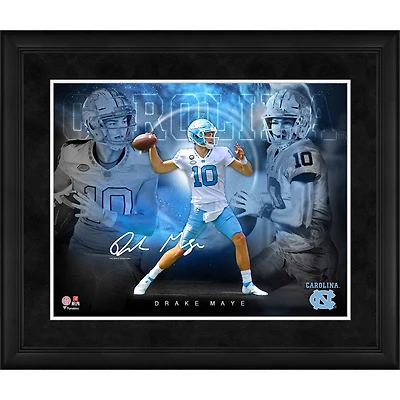Drake Maye North Carolina Tar Heels Fac-similé Signature Encadré 16" x 20" Collage des étoiles du jeu