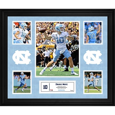 Collage encadré de 5 photos de Drake Maye, Tar Heels de Caroline du Nord