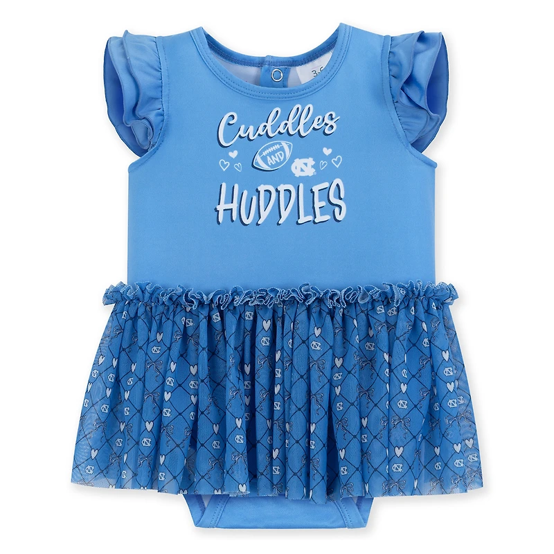 Robe grenouillère ZooZatz Carolina Blue pour bébé fille, motif Tar Heels de Caroline du Nord