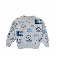 Girls Youth Gameday Couture  Heather Gray North Carolina Tar Heels Always On Repeat Pullover Sweatshirt