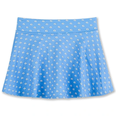 Jupe-short de tennis ZooZatz Carolina Blue pour filles, motif Tar Heels Caroline du Nord, à imprimé intégral