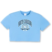 Girls Youth ZooZatz Light Blue North Carolina Tar Heels Laurels Tri-Blend Cropped T-shirt