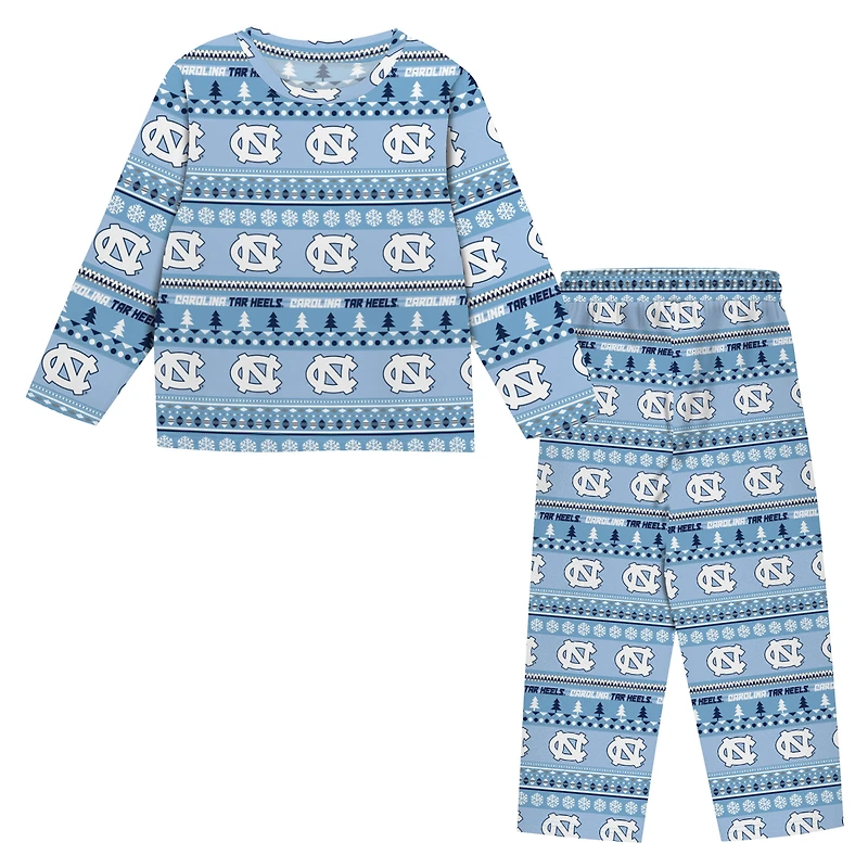 Infant & Newborn Outerstuff Carolina Blue North Tar Heels Ugly Sweater Pajama Set