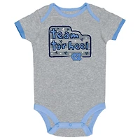 Lot de 3 bodys pour bébé Champion Carolina bleu/gris/blanc North Tar Heels