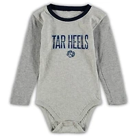 Infant Wes & Willy Heathered Gray/Navy North Carolina Tar Heels Jie Long Sleeve Bodysuit Pants Set