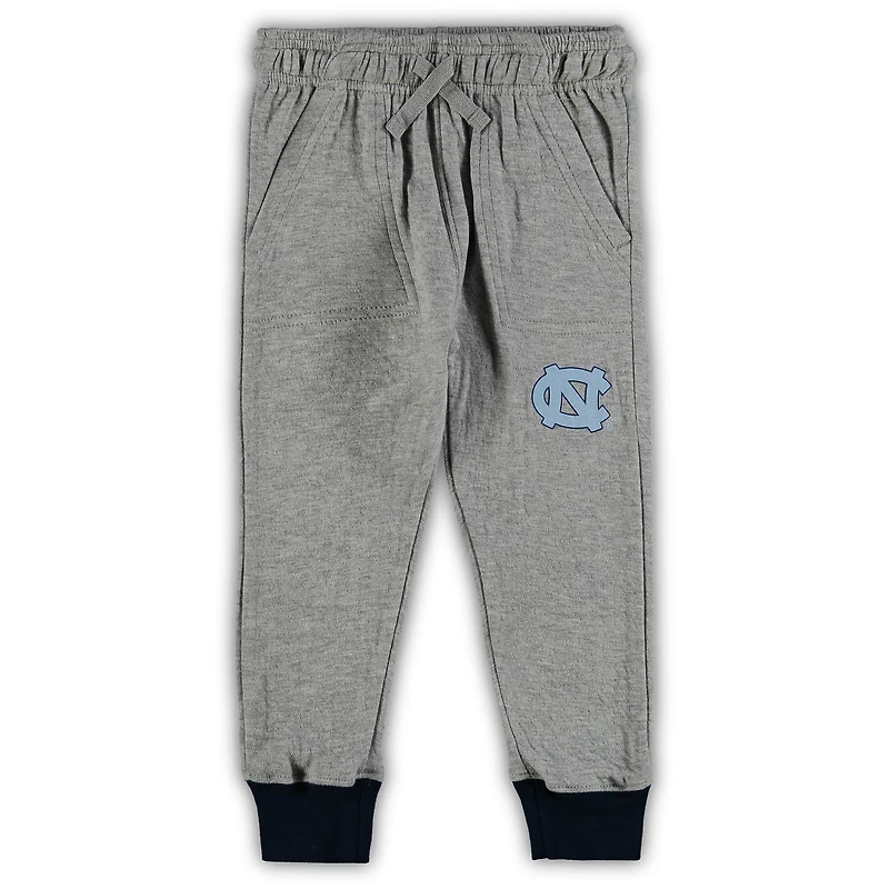 Infant Wes & Willy Heathered Gray/Navy North Carolina Tar Heels Jie Long Sleeve Bodysuit Pants Set