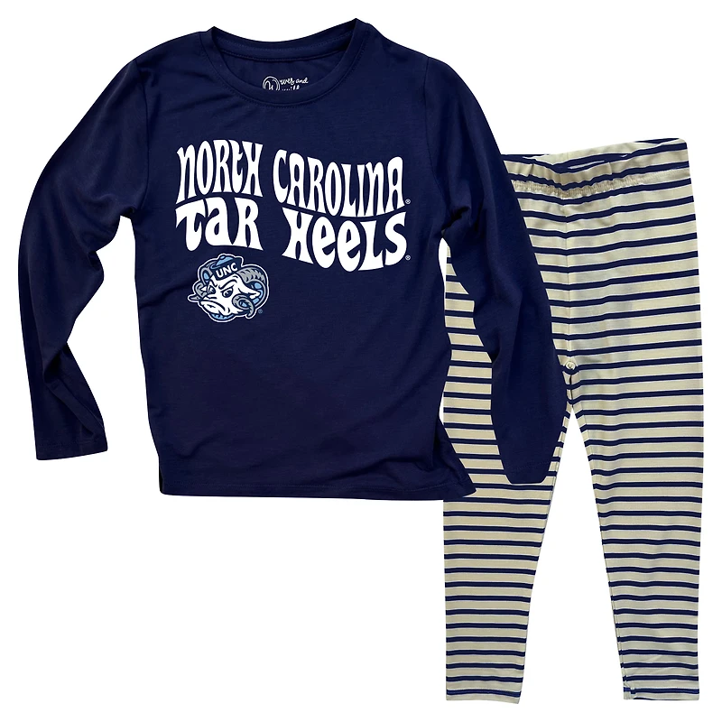 Infant Wes & Willy North Carolina Tar Heels Long Sleeve Top and Striped Tri-Blend Leggings Set