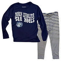 Infant Wes & Willy  North Carolina Tar Heels Long Sleeve Top and Striped Tri-Blend Leggings Set