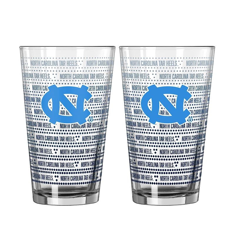 Ensemble de deux verres à bière Logo Brands North Carolina Tar Heels Chant Fade de 473 ml (16 oz).