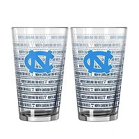 Ensemble de deux verres à bière Logo Brands North Carolina Tar Heels Chant Fade de 473 ml (16 oz).