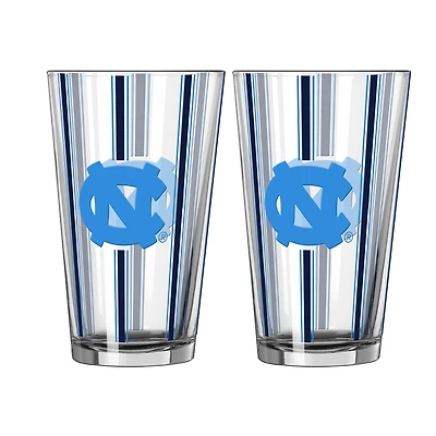 Ensemble de deux verres à bière rayés de 47 cl (16 oz) Logo Brands North Carolina Tar Heels