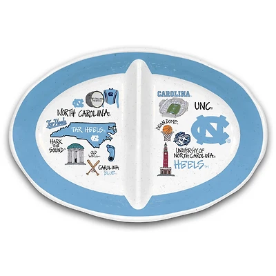 Plateau en mélamine à deux sections Magnolia Lane North Carolina Tar Heels