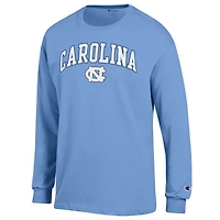 Men's Champion  Carolina Blue North Tar Heels Arch Over Logo Long Sleeve T-Shirt