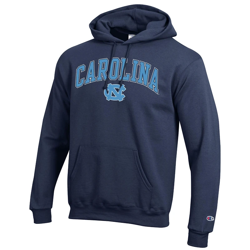 Men's Champion  Navy North Carolina Tar Heels Arch Over Logo Pullover Hoodie